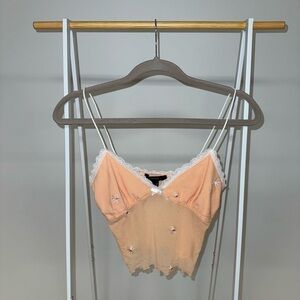 Forever 21 Peach Tank Top with White Lace
